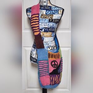 Multicolor Bohemian Patchwork Hobo Cotton Bag Hippi Crossbody Broken Zipper